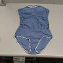 Girls Swimsuit Solid Color Tankini Contrast Trim Swimwear 2 Piece Bathing Suit Padded Swimsuits for Teens 9-16Y (13-14 Years, Haze Blue)