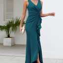 FQA Formal Evening Dresses for Women Elegant Evening Party Prom Dress Long Sexy V Neck Sleeveless Split Wrap (XL)