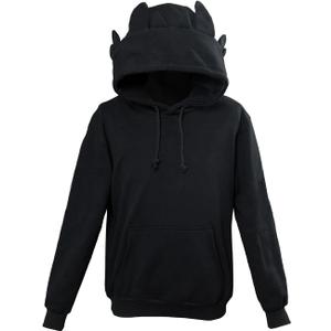 Adult Dragon Hoodie with Ears Cosplay Costume Hooded Sweatshirt Movie Dragon Pullover Coat Jacket (Large, Black)