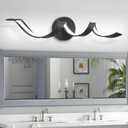 HUOKU Modern LED Bathroom Vanity Lights, 24inch Dimmable Black Bathroom Lighting Fixture Over Mirror 15W Spiral Design LED Wall Light Fixtures 6000K