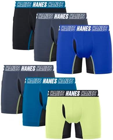Hanes Moves Underwear, Anti-Chafe Boxer Briefs for Boys, 6-Pack M