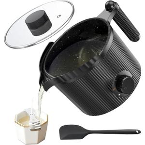 venpow Candle Wax Melter with Pour Spout, Candle Making Kit for Adult Beginners, 1.5L Large Capacity, for Making Candles and Soaps, Kit Includes Wax Melting Pot and Stirring Spoon - Black