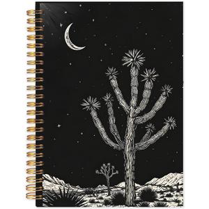 Yhtrg Black and White Boho Western Cactus Spiral Notebooks, Western Journaling Notebook, Eclectic Boho Southwestern Moon Desert Landscape Notebook for Note Taking, 5.5x8.3 Inch