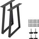 Metal Table Desk Legs 28 Inches Set of 2 Trapezoid-Shape Dining Table Legs Steel Furniture Legs, Heavy Duty, DIY, Matte Black