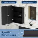 Medicine Cabinet with Mirror, 20x26 Inch Black Bathroom Mirrored Cabinet, Metal Framed Wall Cabinet with Beveled Mirror, Modern Surface Mount or Recessed Medicine Cabinet with Storage