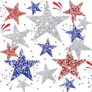 Syhood 32 Pieces Patriotic Iron on Star Patches Adhesive Glitter Star Rhinestone DIY Patches Appliques Embellishments for Memorial Day Decoration Clothing Jeans Repair, 5 Sizes(Red, Silver, Blue)