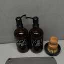 MOMEEMO Amber Glass Soap Dispenser Set Comes with Stainless Steel Pumps, Instant Dry Tray, and Dish Scrub Brush, Suitable for Soap Dispenser for Kitchen Sink. (Amber)