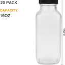 Vintage Water Bottles,Glass Drinking Bottles 16oz,Square Beverage 500ml With Lids For Kombucha,Tea,Glass Homemade Drinks,Travel Reusable Milk Juiceing 20Pack
