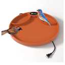 hodzumrac Heated Bird Bath, 75W Thermostatically Controlled Birdbath Heater with 2 Food Trough, Heated Bird Feeder for Winter Outdoor Patio Lawn & Garden Decoration, with Mounting Hardware
