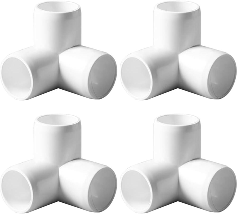 2 Inch Tee PVC Fitting 3 Way Elbow Connector, Furniture Grade 90 Degree Elbow Side Outlet, PVC Corner Fittings for Building Furniture Greenhouse Shed Pipe Fittings Tent Connection (Pack of 4)