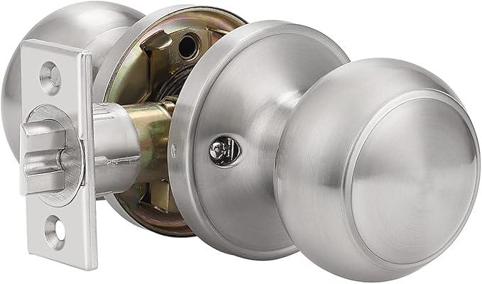 1 Pack Ball Shape Hall and Closet Door Knob,Keyless Stainless Steel Passage Door Knob,Classic Brushed Nickel Door Handles