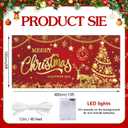 ROCKY&CHAO Christmas Garage Door Cover with Sparkling Night-Time Effect, 6x13ft Red&Gold Holiday Banner for Single/Double Garage, Outdoor Christmas Decorations, Weather-Resistant Polyester Fabric