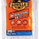 Gorilla Hot Glue Sticks, Mini Size, 4" Long x .27" Diameter, 30 Count, Clear, (Pack of 1)