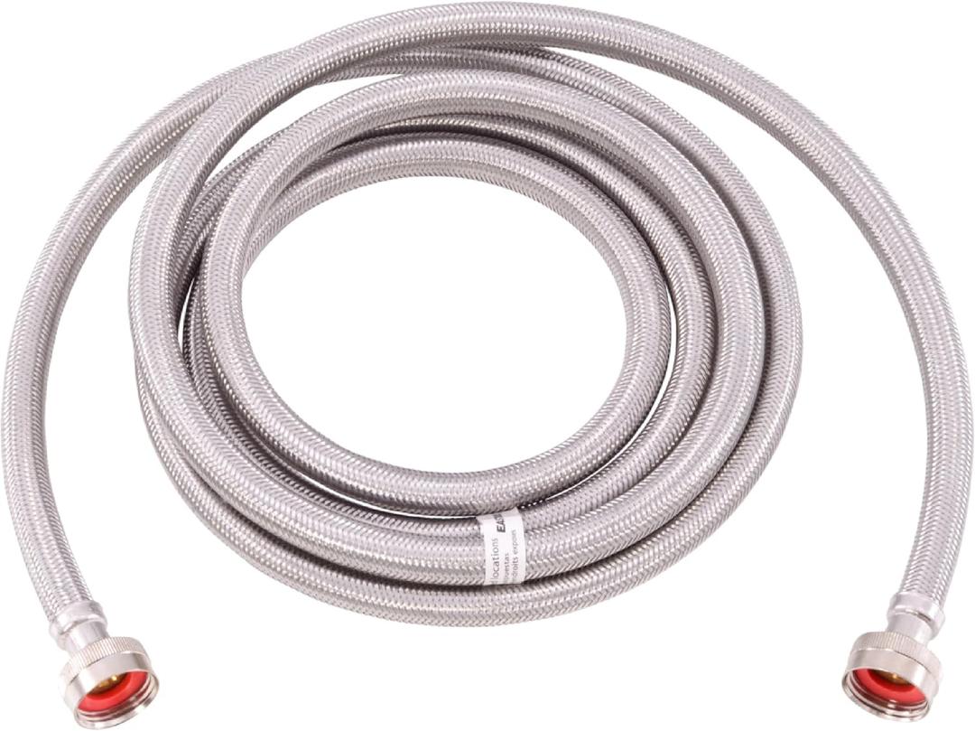 Eastman 10 ft Washing Machine Hose Connector, 3/4 in FHT x 3/4 in FHT, Braided Stainless Steel, 48640