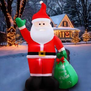 8FT Christmas Inflatables Santa Claus with Gifts Bag Inflatable Christmas Outdoor Decoration IP44 Xmas Blow up Santa Claus with Built-in 4 LED Lights Large Blow up Santa for OutdoorIndoorYard Party