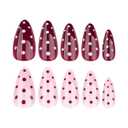 Light Pink & Burgundy Color Block Press on Nails - Polka Dot