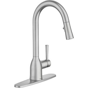 Moen Adler Spot Resist Stainless One-Handle High Arc Pulldown Kitchen Faucet with Power Clean, 87233SRS