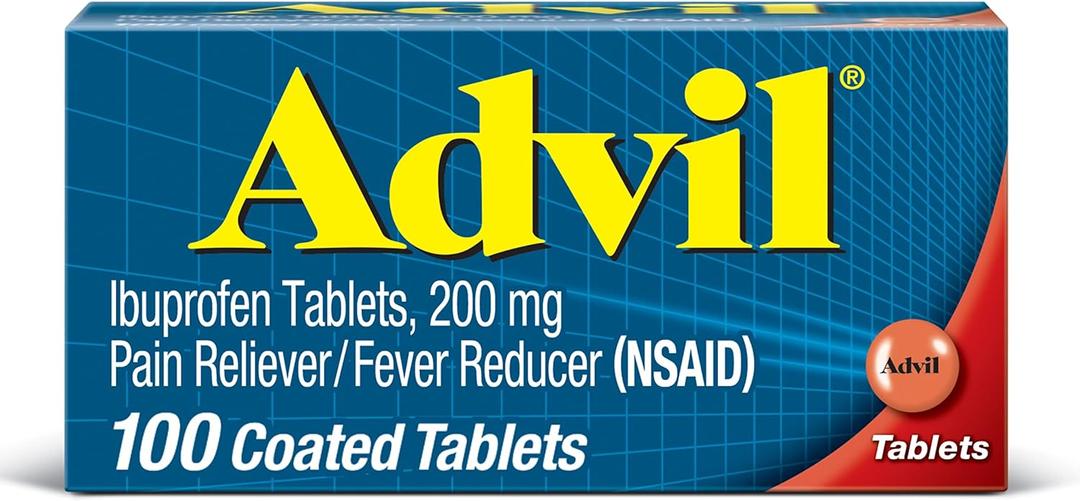 3 x Advil Pain Reliever and Fever Reducer, Pain Relief Medicine with Ibuprofen 200mg for Headache, Backache, Menstrual Pain and Joint Pain Relief - 100 Coated Tablets