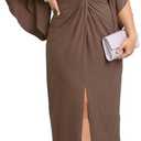 Women's Plus Size Formal Dresses Flowy Flutter Sleeve Bodycon Dress Twist Elegant Cocktail Evening Party Dresses, 3XL