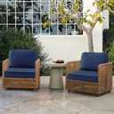 Outdoor Cushions for Patio Furniture Set of 2, 24"x24" Water Repellent Chair Cushions Removable Seat Bottom & Back Cushion Covers for Chair, Sofa, Couch, Navy