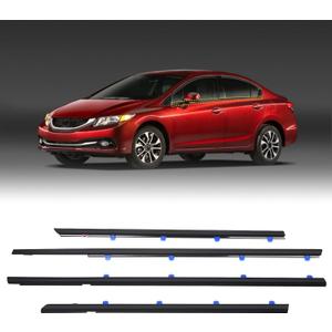 ZONFANT 4 Pcs Car Outer Door Window Moulding Trim Weatherstrip Seal Belt Compatible with Honda Vehicle 2012-2015 Civic, Replace#72450-TR0-A01 72410-TR0-A01 72950-TR0-A01 72910-TR0-A01