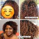HUA Short Wigs for Black Women Human Hair Ombre Color Kinky Curly Short Brown Wig with bangs Brazilian Colored Curly Human Hair Wig None Lace Front Wigs Glueless
