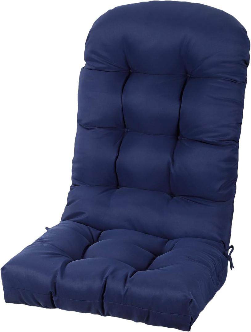 Chair Cushion, Waterproof and Fade-Resistant Patio Chair Cushions, Tufted Chair Pads for Rocker Furniture, 17x17 Inch, Indoor/Outdoor Seat Cushions with Ties, Navy Blue