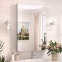 TokeShimi 20x32 Bathroom Cabinet Mirror Tempered, Aluminum Silver Recessed Medicine Cabinet with Mirror Frameless Stepless Adjustable Shelf, Surface Mount Medicine Cabinet for Bathroom