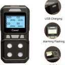 4 Gas Monitor, Portable CO, H2S, O2,EX Gas Detector Meter - Ready to Use (Black)