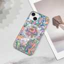 AIGOMARA Magnetic for iPhone 15 Case, Compatible with Magsafe Glitter Sparkly Watercolor Marble Translucent Bumper Protective Phone Case with Screen Protector for Women Girls, Pink/Blue