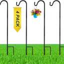 4 Pcs 24 Inch Shepherds Hook for Outdoor Adjustable Bird Feeder Pole Metal Steel Shepard Hooks for Hummingbird Stand Feeder Pole for Garden Plant, Lantern, Hanging Wedding Decor