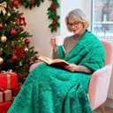 50x60 Inches Sherpa Christmas Blanket for Holiday Home Decor, Green Xmas Tree Jacquard Soft Flannel Fleece Throw Blanket for Bed Couch Sofa, Christmas Decor Gifts for Women Men Teen Family Friends