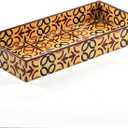 Wooden Decorated Tray Handmade Handcrafted Rectangular Decorative Tray Platters for Table Decor Kitchen Home and Gifting (Brown) (Brown 12x5.5)
