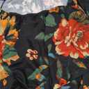 LILBETTER Womens Off The Shoulder Ruffle Party Dresses Side Split Beach Maxi Dress (Brown Floral Black, X-Large)