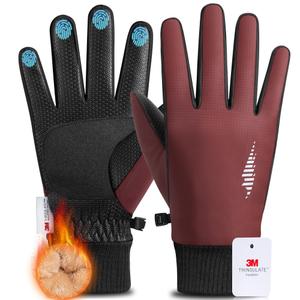 rivmount Winter Waterproof Ski Snow Warm Gloves for Women Men, Windproof Cold Weather Thermal with Touchscreen Fingers, for Running Driving Cycling Hiking Biking Outdoor Sports Daily Work, Wine Small