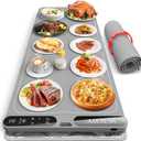 Warming Mat for Food-Extra Large (40x15 Inches) -Electric Silicone Food Warmer Trays for Chafing Dishes & Buffet7 Temperature Settings, 8H Timer,Portable Roll-Up Design & Insulation Pad for Parties