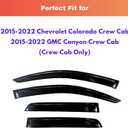 KPY Rain Guards Fit for 2015-2022 Chevrolet/Chevy Colorado Crew Cab, Out-Channel Window Visors Vent Wind Deflectors 4PC, Truck Accessories for 2015-2022 GMC Canyon Crew Cab (Full-Size Cabs)