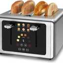 4 Slice Toaster, Touchscreen & Dual Independent Control Panel5 Basic Functions & Digital Countdown Toasters, 6 Shade Settings6 Bread Types, Smart Bread Maker Mute/Screen-Off,Gray
