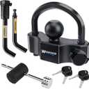 Keyed Alike Heavy Duty Trailer Coupler Lock Set - Trailer Ball Lock Fits 1-7/8", 2'' 2-5/16" Coupler, with 1/2'' and 5/8" Dia Dual Bent Pin Hitch Lock and Adjustable Coupler Latch Lock, Black