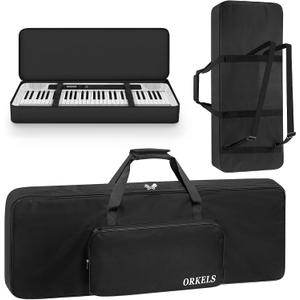 ORKELS Piano Keyboard Case, 10mm Pearl Cotton Full Padded Electric Piano Keyboard Gig Bag, with Handles, Adjustable Shoulder Straps, and Large Accessory Pocket (FOR-61-KEY KEYBOARD PIANO)