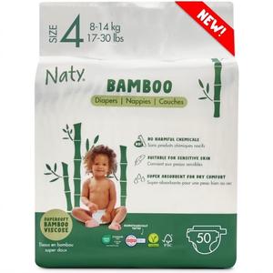 Naty Bamboo Viscose Baby Diapers Silky Soft, Plant Based, Dermatologically Tested for Sensitive Skin & Super Absorbent (Size 3, 50 Count)