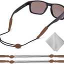 Buyisgle Eye Glasses Holder Strap - Adjustable Sunglasses Straps Cords for Men Women - Eyeglass Holders Around Neck - Eyewear String Lanyard Retainer -2PCS（14in Brown)