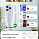 Compatible with iPhone 16 Pro Max Case, with Aesthetics Striped Design Case for Women Girl, Cute Fashion Soft TPU Slim Protection Phone Case for iPhone 16 Pro Max 6.9'' - Light Blue & White