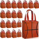Wovnet 36 Pcs Sports Party Favor Bags with Handles Non Woven Football Baseball Soccer Basketball Goodie Treat Gift Bags Bulk(Basketball)