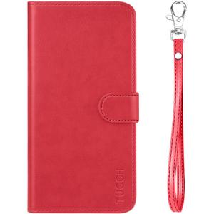 TUCCH 2-in-1 Removable Case Wallet for iPhone 17 Pro (6.3") 2025, Bright Red