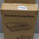 JASIWAY Dish Drying Rack in Sink, Expandable Stainless Steel Dish Drainer for Kitchen Sink, Dish Strainer Rack, Retractable Over Sink Dish Rack with Utensil Holder, 13.4''~16.9''D x 11.8''W, Silver