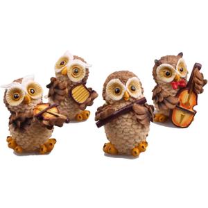 Owl Decor Statue, Home Office Ornaments, Cute Owl Figurines for Home Decoration, Great Owl Gifts for Women, Boys, Girls (Pack of 4)