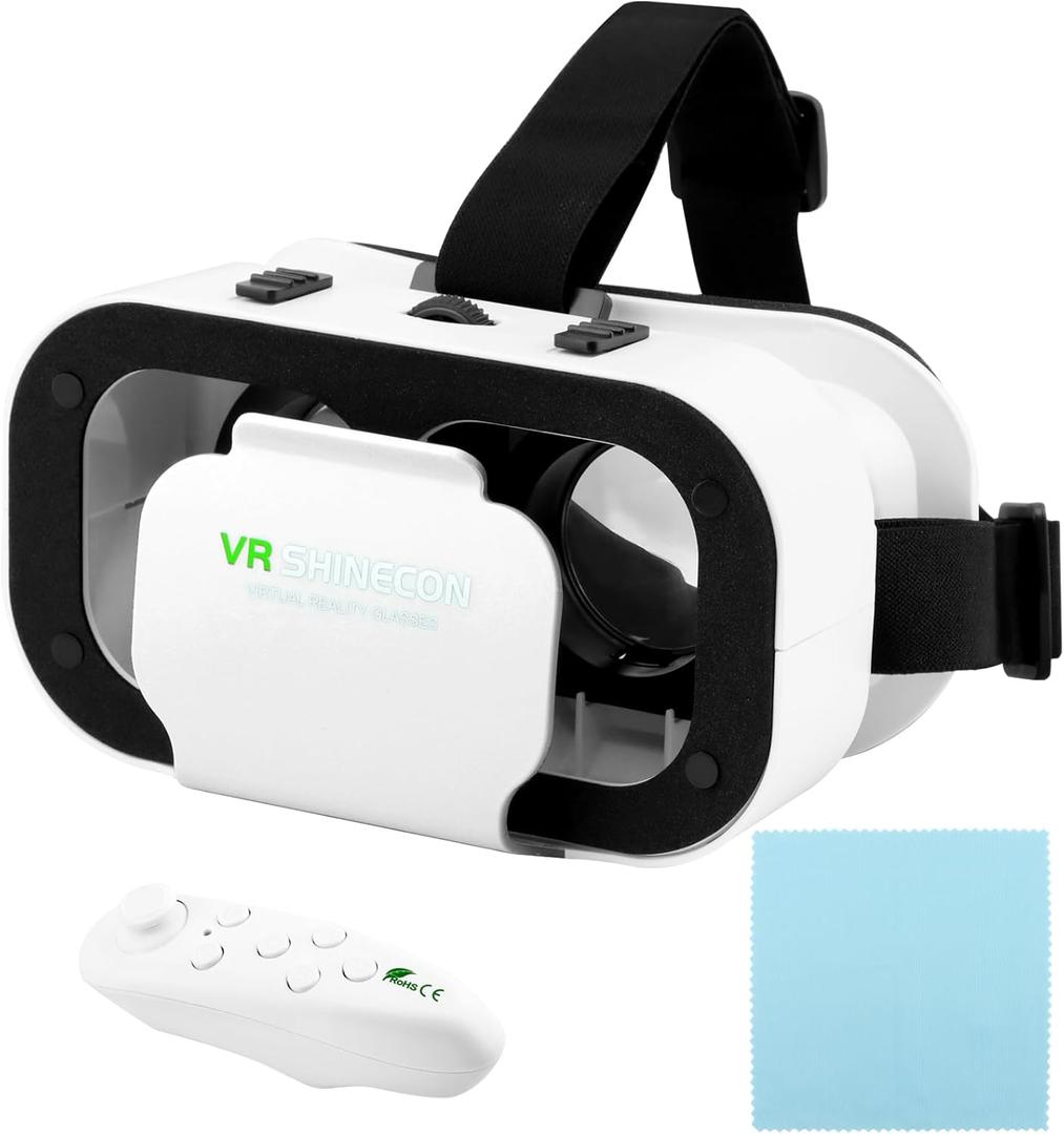 V5 VR Headset for Phone,3D Glasses Headset Helmets Virtual Reality Headset with Bluetooth Controller,Adjustable Pupil Distance VR Goggles for Movies Games,4.7-6 Screen
