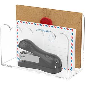 YAGELI 1-Slot Acrylic Mail Organizer for Desktop  Scalloped Clear Document Sorter, Vertical File Holder for Office/Home, Space-Saving Desk Organizer for Letters,Envelope,Bills,Stationery