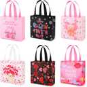 YANGTE Valentine's Day Gift Bags With Handles - 12Pcs Reusable Non-Woven Tote for Kids Classroom Exchange, Party Favor, Wrapping - Goody Bags for Giving